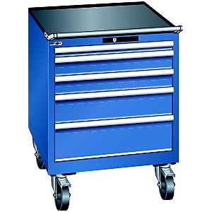 Lista | Schubladenschrank | fahrbar | BxT 717 x 725 mm | 5 Schubladen | enzianblau von Lista
