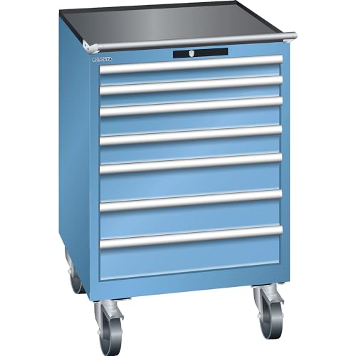 Lista | Schubladenschrank | fahrbar | BxT 717 x 725 mm | 7 Schubladen | lichtblau von Lista