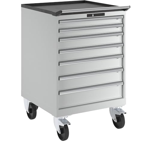 Lista | Schubladenschrank | fahrbar | BxT 717 x 725 mm | 7 Schubladen | lichtgrau von Lista