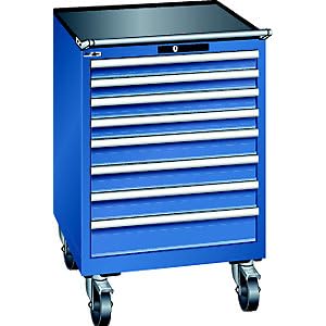 Lista | Schubladenschrank | fahrbar | BxT 717 x 725 mm | 8 Schubladen | enzianblau von Lista