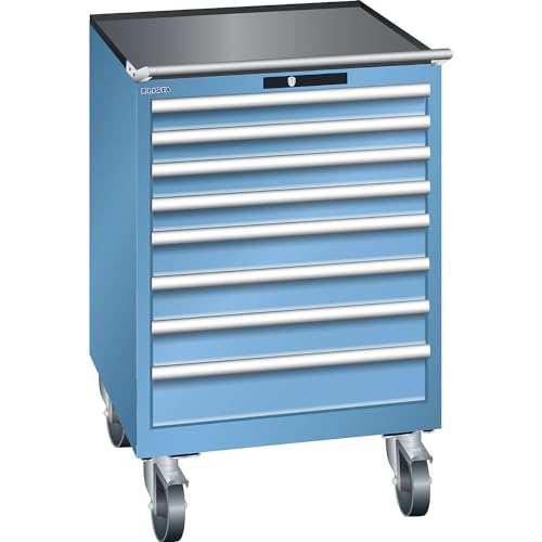 Lista | Schubladenschrank | fahrbar | BxT 717 x 725 mm | 8 Schubladen | lichtblau von Lista