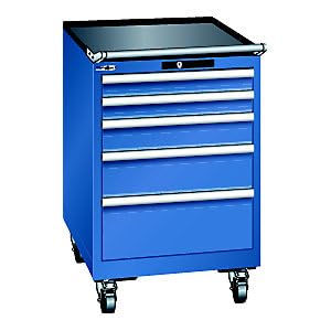 Lista | Schubladenschrank | fahrbar | BxTxH 564 x 725 x 890 mm | 5 Schubladen | enzianblau von Lista