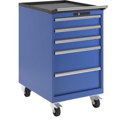Lista | Schubladenschrank | fahrbar | BxTxH 564 x 725 x 990 mm | 5 Schubladen | enzianblau von Lista