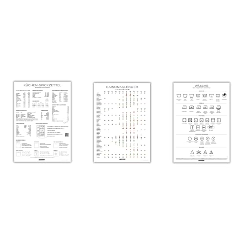 Listenwissen 3er-Set Poster für die Küche: Saisonkalender für Obst & Gemüse, Küchen-Spickzettel & Waschsymbole –Küchenhilfe & Haushalts-Organizer, Deko, Küchen-Poster - A3 ohne Rahmen Listenwissen 3er-Set Poster für die Küche: Saisonkalender für Obst & Gemüse, Küchen-Spickzettel & Waschsymbole –Küchenhilfe & Haushalts-Organizer, Deko, Küchen-Poster - A3 ohne Rahmen von Listenwissen