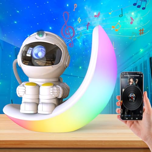 Astronaut sterrenhemel projector kinder, 8 modi, 360° rotatie, muzie sterrenhemel led-projector voor kinderen, nachtlampje met,Sternenhimmel Deckenprojektor mit Timer, Raumdekoration (White music) von Lisveory