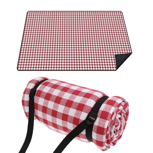 Lisveory Picknickdecke 200x200cm, Stranddecke Wasserdicht Sandfrei Outdoor Decke Waschbar, Faltbar Strandmatte mit Schultergurt, für Outdoor, Picknick, Garten, Strand, Camping. von Lisveory