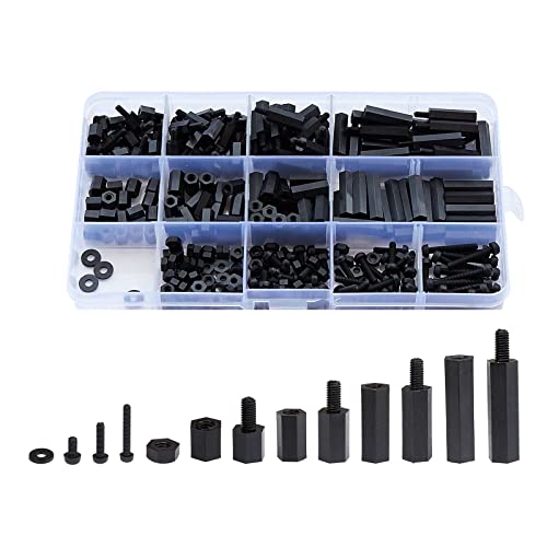 Litorange 320PCS M3 Male Female Nylon Hex Spacer Standoff Screw Nut Threaded Pillar PCB Motherboard Assorted Assortment Kit (Black) von Litorange