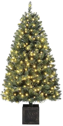 Litake 145 cm künstlicher Weihnachtsbaum mit 300 Lichtern, 8 Modus Warmweiß Vorbeleuchteter Metallgestell Weihnachtsbaum mit Vintage Blumentopf Weihnachten Deko für Familientreffen, Büro und Flure (1) Litake 145 cm künstlicher Weihnachtsbaum mit 300 Lichtern, 8 Modus Warmweiß Vorbeleuchteter Metallgestell Weihnachtsbaum mit Vintage Blumentopf Weihnachten Deko für Familientreffen, Büro und Flure (1) von Litake