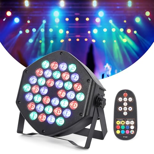 Litake 1PCS LED Strahler Akku, Wiederaufladbar Par Licht RGB 36 LED Partylicht 7 Beleuchtung Modi Bühnenbeleuchtung Flexible Fernbedienung DMX Steuerung für DJ Disco Party Bar Halloween Weihnachten von Litake