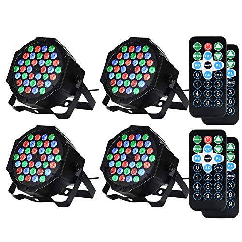 Litake LED Par Strahler,RGB 36 LED Bühnenlicht Scheinwerfer 4 Stück Discolicht Partylicht Fernbedienung DMX Ton Aktivierter für Stage DJ Party Show Bar Halloween Weihnachten von Litake