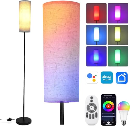 Stehlampe Wohnzimmer, Modern LED Stehleuchte WiFi RGBCW Standleuchte Dimmbar Fernbedienung 800LM 2500K-9000K Leselampe Stoffschirm Kompatibel mit Alexa Google Home Fußschalter für Büro Wohnkultur Stehlampe Wohnzimmer, Modern LED Stehleuchte WiFi RGBCW Standleuchte Dimmbar Fernbedienung 800LM 2500K-9000K Leselampe Stoffschirm Kompatibel mit Alexa Google Home Fußschalter für Büro Wohnkultur von Litake