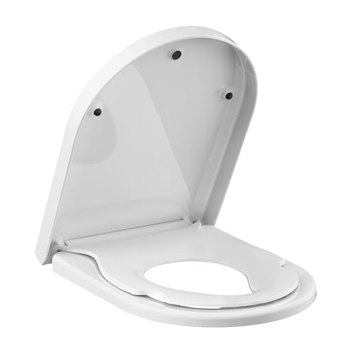 Toilettendeckel mit Kindersitz Absenkautomatik, WC Sitz Klobrille Toilettensitz mit Quick-Release Funktion& Verstellbaren Scharnieren WC Deckel aus UF Duroplast, D-Form Weiß von Litake