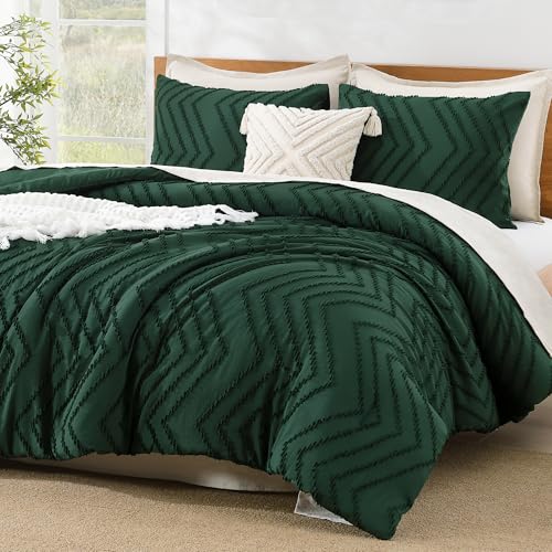 Litanika Bettwäscheset für King-Size-Betten, dunkles Smaragdgrün, 3-teilig, Chevron-Design, getuftet, Vintage, solide, waldgrün, Bettwäscheset, flauschiges Bettwäsche-Set (271 x 228 cm Bettdecke und 2 Litanika Bettwäscheset für King-Size-Betten, dunkles Smaragdgrün, 3-teilig, Chevron-Design, getuftet, Vintage, solide, waldgrün, Bettwäscheset, flauschiges Bettwäsche-Set (271 x 228 cm Bettdecke und 2 von Litanika