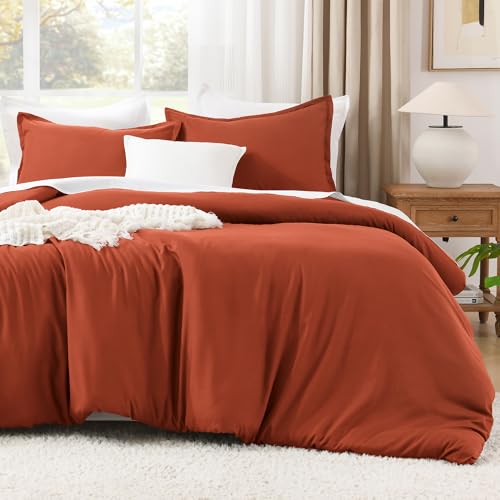 Litanika Burnt Orange Full Bed Comforter Set, 3 Pieces Teracotta Boho Lightweight Solid Bedding Comforter Set Ganzjahres-Flauschiges Bed Set (79x90In Comforter & 2 Pillowcases) von Litanika