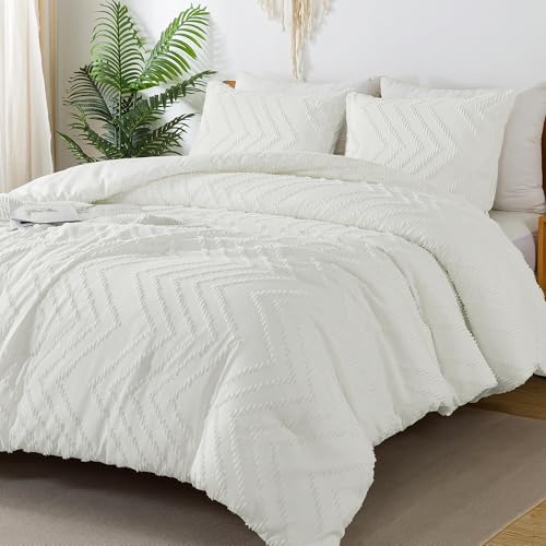 Litanika Elfenbeinfarbenes Bettwäscheset für Queen-Size-Betten, 3-teiliges Boho-Chevron-Bettwäsche-Set und Kollektionen, Ganzjahres-Bettwäsche-Set (228 x 228 cm Bettdecke und 2 Kissenbezüge) von Litanika