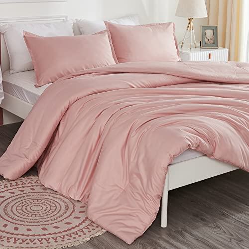 Litanika Pinkes Queen-Size-Bettwäsche-Set, 3-teilig, Blush Girls Frauen, einfarbiges Bettwäsche-Set und Kollektionen, Ganzjahres-Bettwäsche-Set (228 x 228 cm Bettdecke und 2 Kissenbezüge) von Litanika