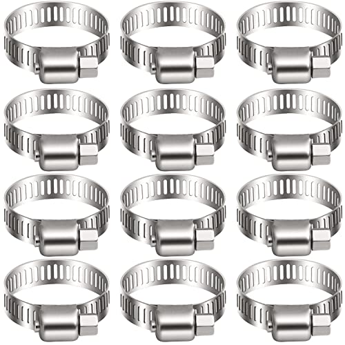Litensh 12 Stück 304 Edelstahl Schlauchschellen Set, 16-25mm Rohrschellen Verstellbare schlauchbinder, Kanalschelle Kraftstoffleitungsschelle für Sanitär Automobil Pool Auto Teich und Garten von Litensh