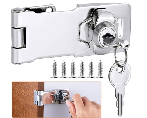 Litensh Hasp Lock Vorhängeschloss mit ähnlichen Schlüsseln Torriegel Türriegel Schloss Schublade Schrankschlösser Drehknopf Schlüssel Verriegelung für Schrank Möbel Briefkasten (3 Inch) von Litensh