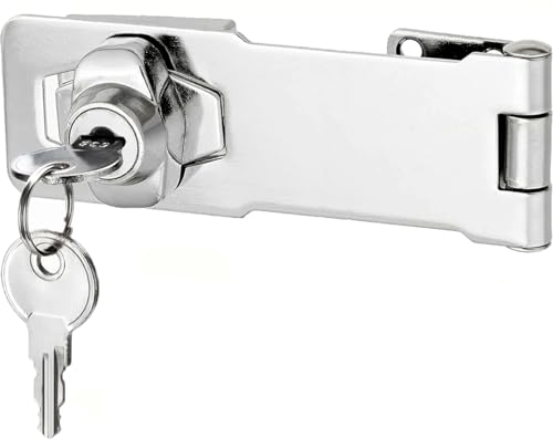 Litensh Hasp Lock Vorhängeschloss Torriegel Türriegel Schloss mit verschiedenen Schlüsseln Schublade Schrankschlösser Drehknopf Schlüssel Verriegelung für Schrank (Silver, 3 Inch) von Litensh