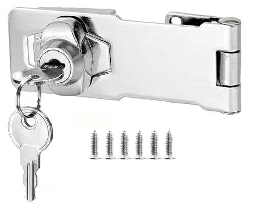 Litensh Hasp Lock Vorhängeschloss Torriegel Türriegel Schloss mit verschiedenen Schlüsseln Schublade Schrankschlösser Drehknopf Schlüssel Verriegelung für Schrank Silver, 3 Inch von Litensh