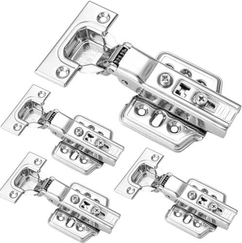 Litensh 4PCS Sanft Schließend Vollständige Überlagerung Soft Close Scharnier, Kleiderschrank Schranktür Scharniere, Stumm Verstellbare Türen Hydraulisch Scharniere für Möbel Badezimmer Schlafzimmer von Litensh