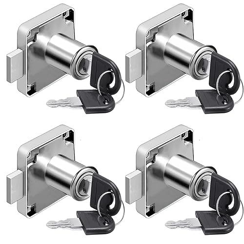 Litensh 4PCS Cam Lock 22mm, Sicherheits Schrankschloss mit Schlüssel, Verschiedene Möbelschloss Aufschraubschloss Möbelschloß für Möbelschrank Briefkasten Schublade Haushalt Büro von Litensh