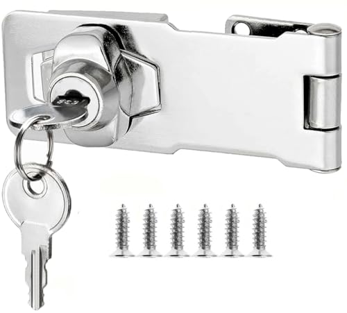 Litensh Hasp Lock Vorhängeschloss Torriegel Türriegel Schloss mit verschiedenen Schlüsseln Schublade Schrankschlösser Drehknopf Schlüssel Verriegelung für Schrank (Silver, 2.5 Inch) von Litensh