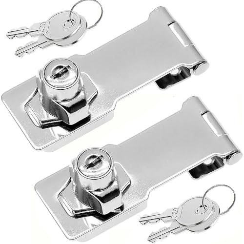 Litensh Hasp Lock Vorhängeschloss mit ähnlichen Schlüsseln Torriegel Türriegel Schloss Schublade Schrankschlösser Drehknopf Schlüssel Verriegelung für Schrank Möbel Briefkasten (3 Inch - 2 Pack) von Litensh