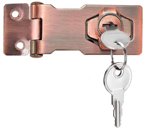 Litensh Türschloss Sicherheitsüberfalle Abschließbar, Verriegelung mit Schlüssel, Sicherheitstürriegel, Schrankschlösser, Torriegel, Briefkasten Keyed Hasp Lock (Rotbronze, 3 Inch) von Litensh