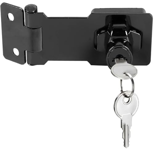 Litensh Türschloss Sicherheitsüberfalle Abschließbar, Verriegelung mit Schlüssel, Sicherheitstürriegel, Schrankschlösser, Torriegel, Briefkasten Keyed Hasp Lock (Schwarz, 3 Inch) von Litensh