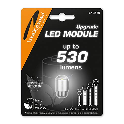 LiteXpress LXB530 LED Upgrade Modul 530 Lumen für 3-7 C/D-Cell Maglite Taschenlampen von Litexpress