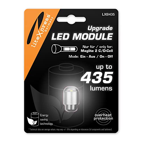 LiteXpress LXB435 LED Upgrade Modul 435 Lumen NUR für 2 C/D-Cell Maglite Taschenlampen mit Krypton oder Xenon Leuchtmittel verwenden von Litexpress
