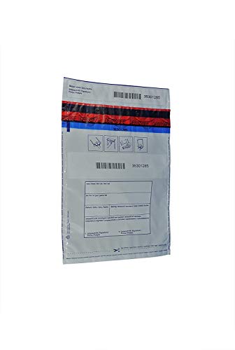 1.000 x Sicherheitstaschen: 195 x 265 + 30 mm Bon, Druck: " von, an, Datum, Betrag, Verpackt, Unterschrift " von Litfax