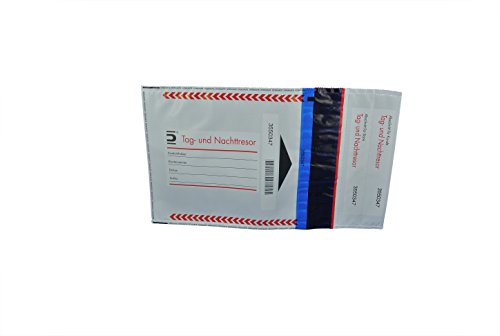 100 x Sicherheitstaschen: 175 x 240 Bon, Druck: "Tag-/Nachttresor" von Litfax