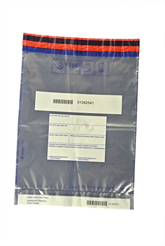 300 x Sicherheitstaschen: 295 x 395 + 30 mm Bon, Druck: " von, an, Datum, Betrag, Verpackt, Unterschrift " von Litfax