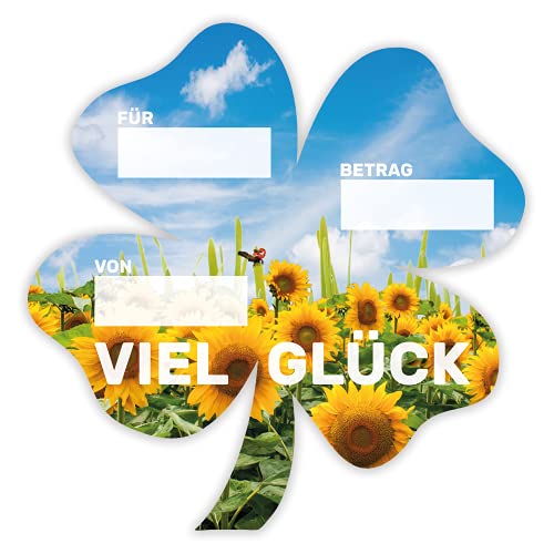 "Kleeblatt-Sonnenblume" Spendenscheck, PR Scheck, Übergabescheck (1 Stück) - Größe: ca. 60 cm von Litfax