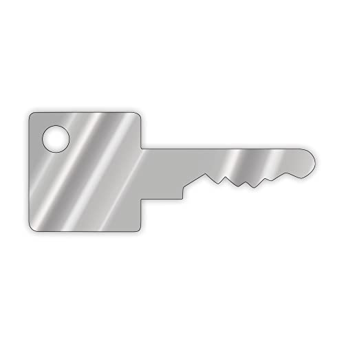 Übergabeschlüssel, symbolischer eckiger Zylinderschlüssel, auf stabiler Aluminiumplatte Silber, neutral von Litfax