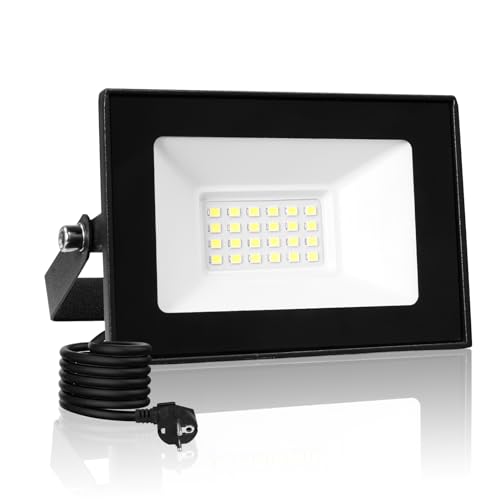 20W LED Strahler Außen mit Stecker & 3M Kabel,2000LM 3000K Warmweiß LED Strahler Außen,IP66 Wasserdicht LED Fluter Flutlichtstrahler,LED Scheinwerfer Aussenstrahler für Hof Garten Garage von Litglobe