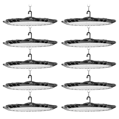 300W 10 Stück LED Hallenstrahler,30000LM LED Werkstatt Deckenleuchte,6500K Kaltweiß Hallenbeleuchtung,IP65 Wasserdichte UFO Werkstattlampe,Industrielampe High Bay Licht für Fabriken Garage von Litglobe