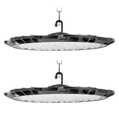 300W 2 Stück LED Hallenstrahler,30000LM LED Werkstatt Deckenleuchte,6500K Kaltweiß Hallenbeleuchtung,IP65 Wasserdichte UFO Werkstattlampe,Industrielampe High Bay Licht für Fabriken Garage von Litglobe