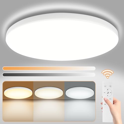 Litglobe 36W LED Deckenleuchte Dimmbar,3600LM Deckenleuchte mit Fernbedienung,3000K-6500K Deckenlampe LED mit Memory-Funktion, IP44 Deckenlampe Flach für Schlafzimmer Wohnzimmer Balkon,Ø29cm von Litglobe