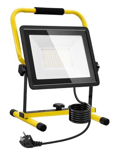 Baustrahler LED 100W, 10000LM 6500K kaltweiß LED Baustellenlampe Arbeitsleuchte,LED Strahler mit Stecker & 3M Kabel,IP66 Wasserdicht Baulampe Arbeitsscheinwerfer für Baustelle Werkstatt Garage von Litglobe