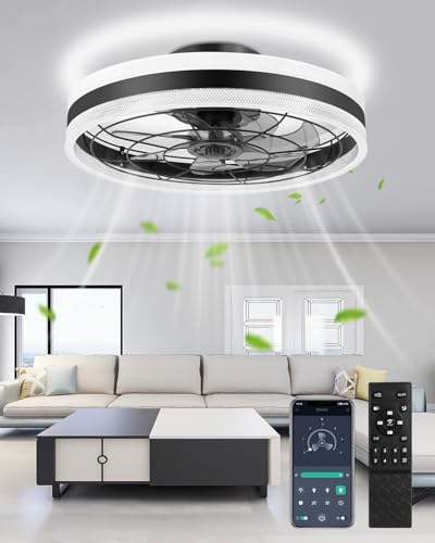 Deckenleuchte mit Ventilator,49 cm Deckenventilator mit Beleuchtung,3 Farbtemperatur 6-Speed Leise Deckenlampe mit Ventilator,Deckenventilator mit Fernbedienung APP für Schlafzimmer Wohnzimmer von Litglobe