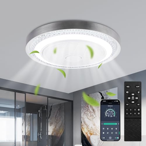 LED Deckenleuchte mit Ventilator,50W Deckenventilator mit Beleuchtung und Fernbedienung Leise & APP,3000-6500K 6 Geschwindigkeiten Lampe mit Leise Ventilator für Wohnzimmer Schlafzimmer,Ø50cm von Litglobe