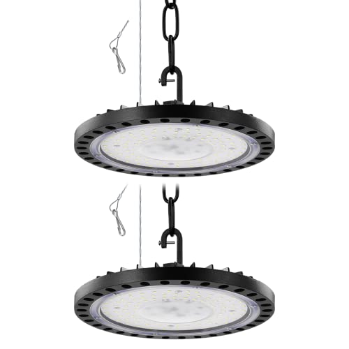 LED UFO Industrielampe,100W 10000LM Superhell Hallenstrahler LED,6000K Kaltweiß LED Hallenbeleuchtung,IP65 Wasserdicht LED High Bay Licht für Garage Fabrik Hallenbeleuchtung Werkstattbeleuchtung von Litglobe