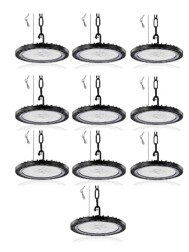 LED UFO Industrielampe,100W 10000LM Superhell Hallenstrahler LED,6000K Kaltweiß LED Hallenbeleuchtung,IP65 Wasserdicht LED High Bay Licht für Garage Fabrik Hallenbeleuchtung Werkstattbeleuchtung von Litglobe