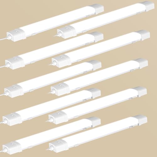 Litglobe 10 Stück LED Feuchtraumleuchte 90CM mit Bewegungsmelder,Verknüpfbar Sensor Feuchtraumlampe mit Stecker,3000K Warmweiß LED Röhre,30W 3000LM Kellerleuchte für Küche Büro Flur Balkon Treppe von Litglobe