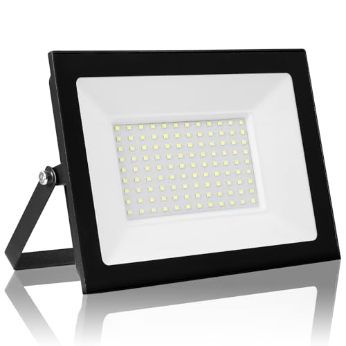 Litglobe 100W LED Strahler Außen, 6500K Kaltweiß, Superheller 10000LM Aussenstrahler, IP66 Wasserdicht Scheinwerfer für Garten, Hof, Sportplatz, Garage von Litglobe