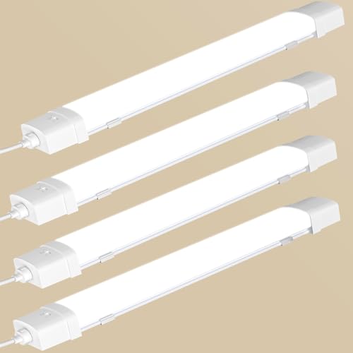 Litglobe 4 Stück LED Feuchtraumleuchte 90CM mit Bewegungsmelder,Verknüpfbar Sensor Feuchtraumlampe mit Stecker,3000K Warmweiß LED Röhre,30W 3000LM Kellerleuchte für Küche Büro Flur Balkon Treppe von Litglobe