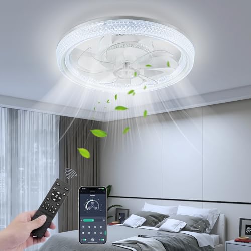 Litglobe Deckenventilator mit Beleuchtung,70W Deckenleuchte mit Ventilator Fernbedienung,3 Farbtemperatur,6 Geschwindigkeiten,Ventilator Umkehrbar,Timer Leise Deckenlampe mit Ventilator,Ø49cm von Litglobe